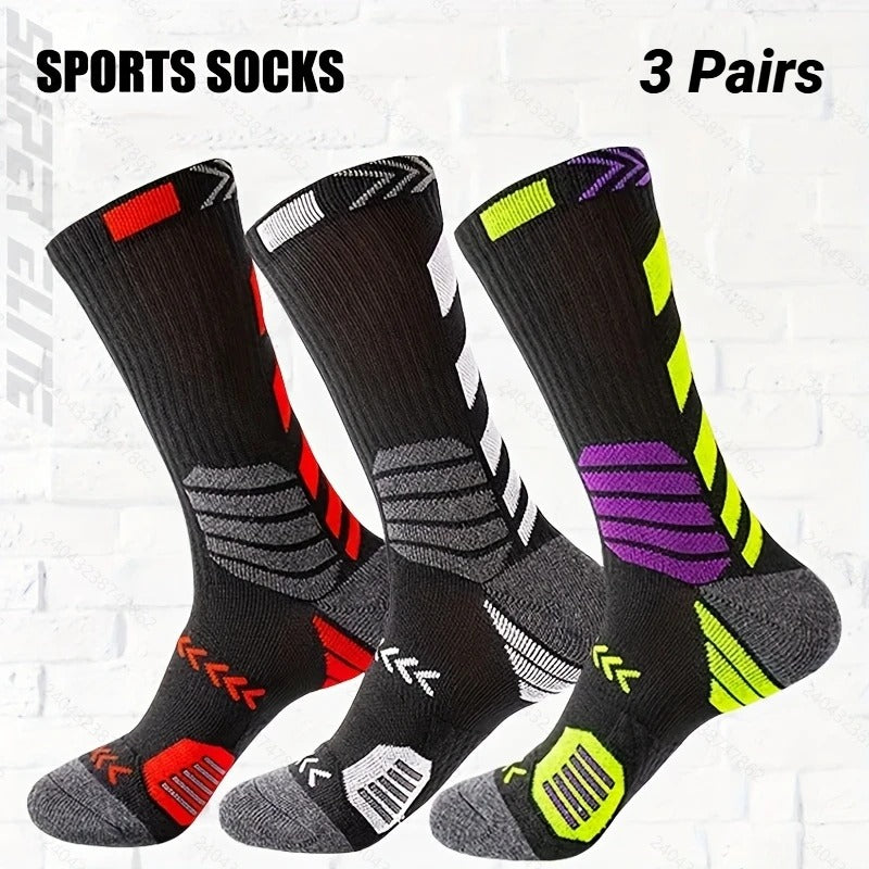 Kit 3 Pares de Meias Esportivas de Compressão para Corrida, Academia e Basquete