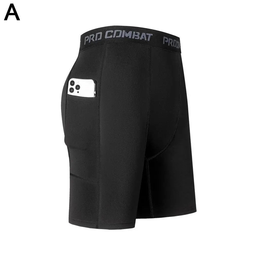 Bermuda Masculina de Compressão com Bolso, Secagem Rápida e Alta Performance para Corrida e Academia