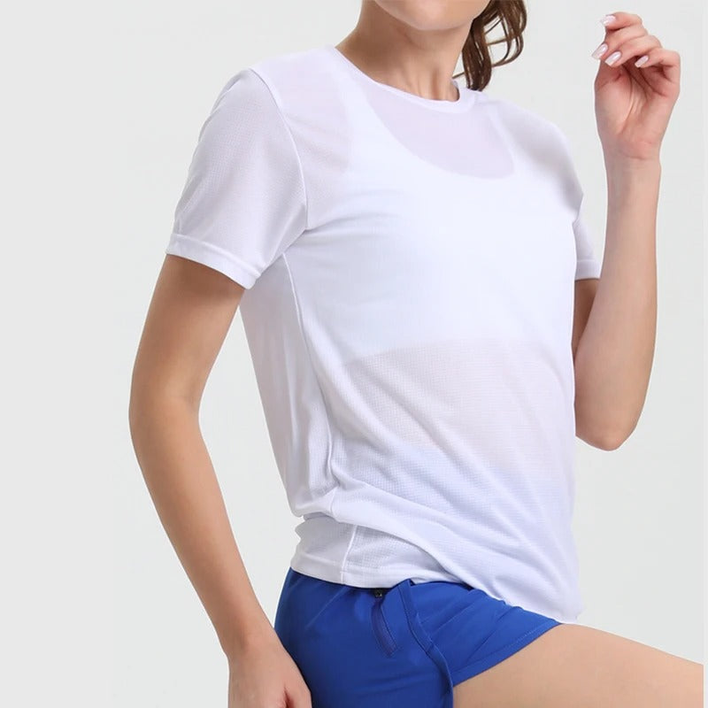 Camiseta Feminina Dry Fit Ultraleve de Secagem Rápida para Academia, Corrida e Fitness