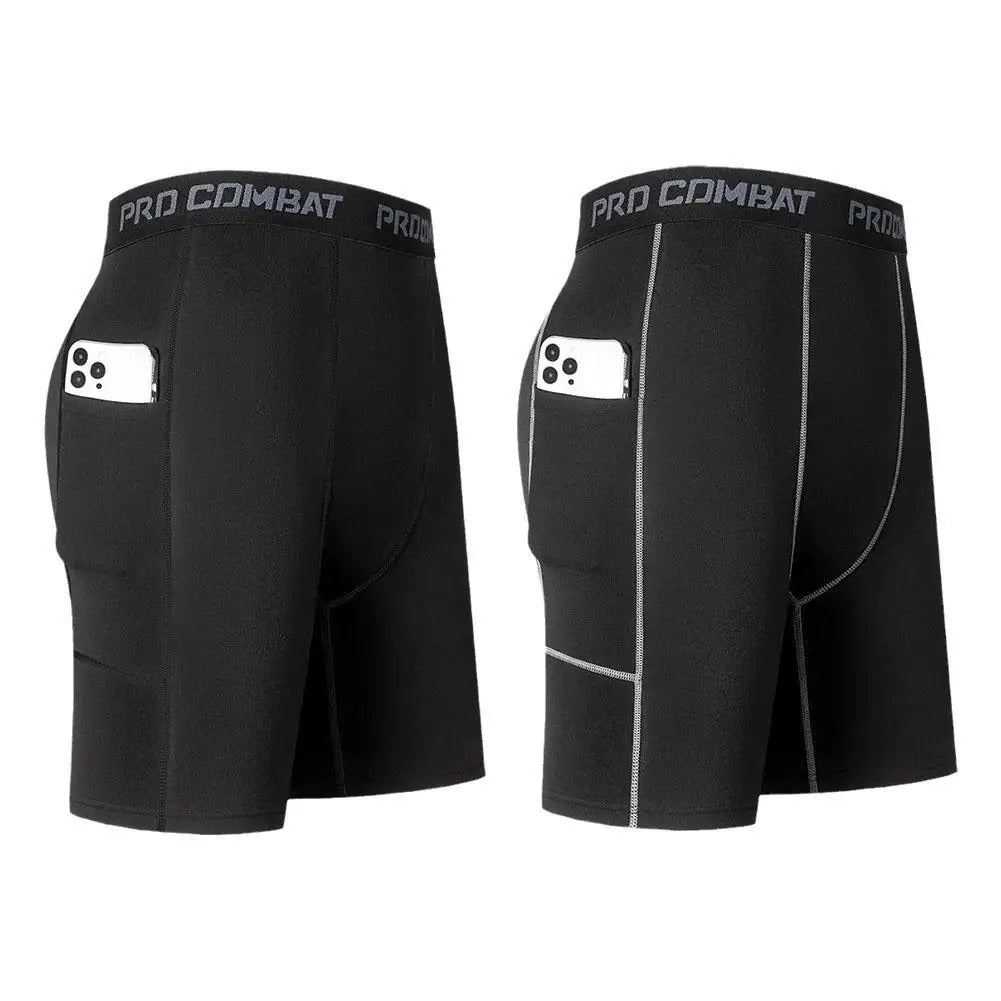 Bermuda Masculina de Compressão com Bolso, Secagem Rápida e Alta Performance para Corrida e Academia
