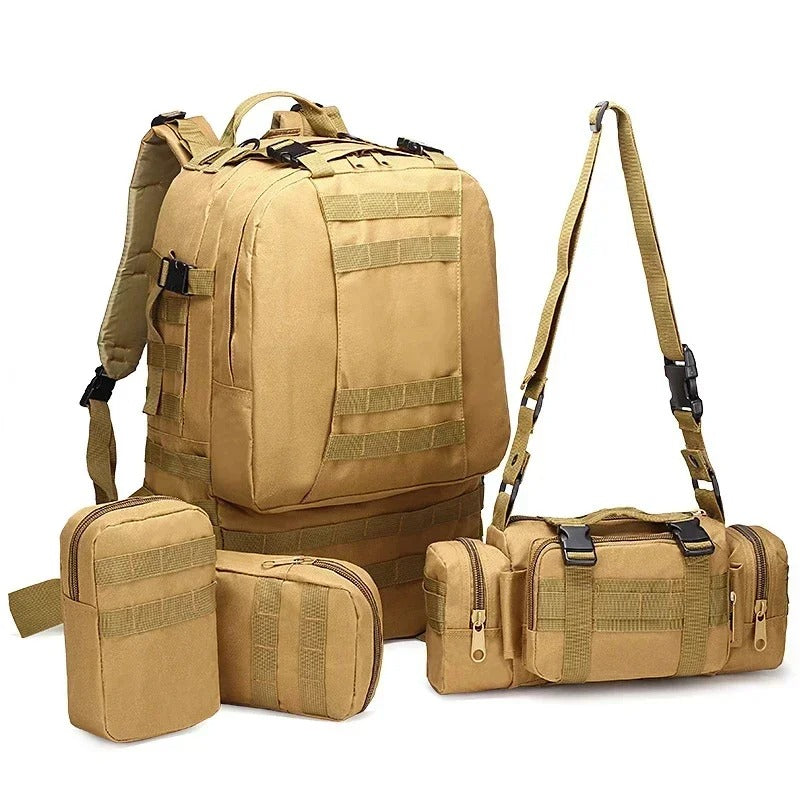 Mochila Tática Militar 50L Impermeável com Sistema MOLLE para Camping, Trilhas e Aventuras Outdoor