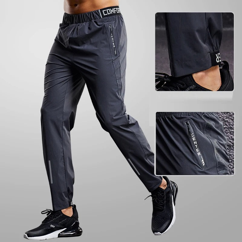 Calça Esportiva Masculina Dry Fit com Bolsos de Zíper para Corrida, Academia e Treinos