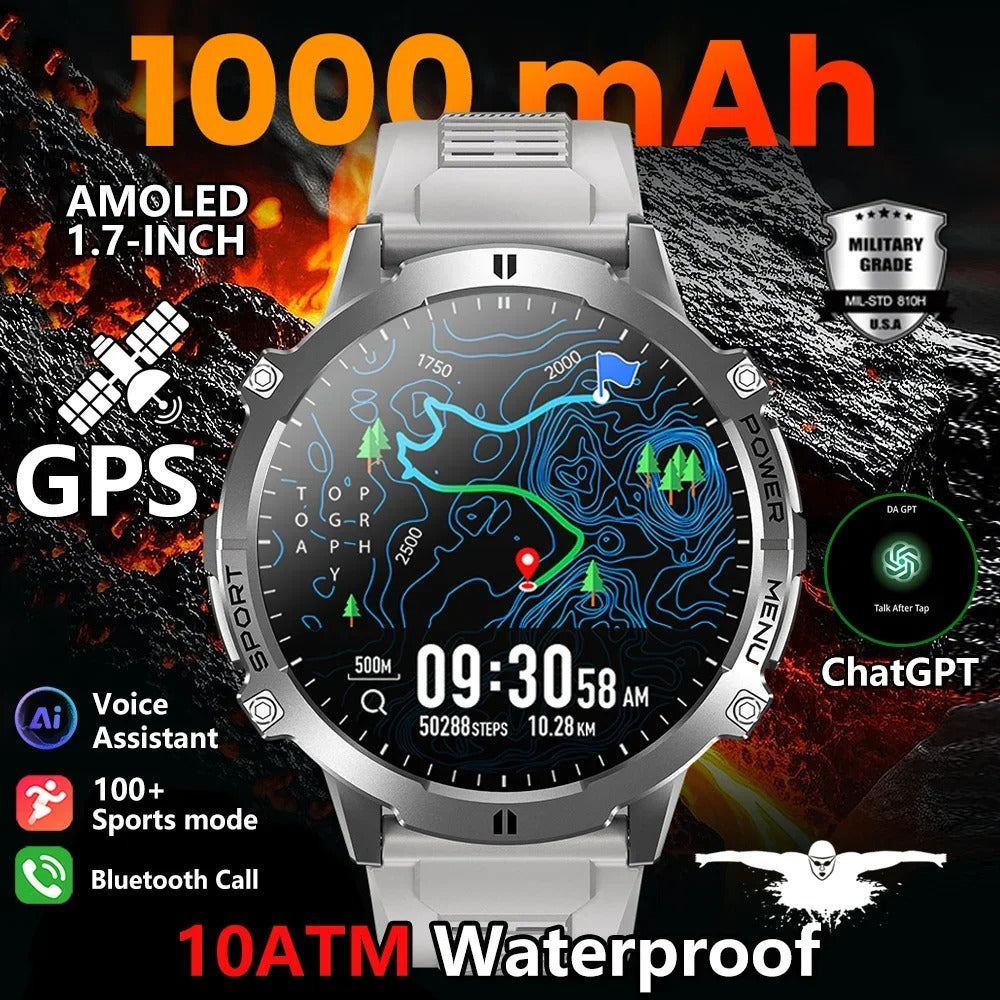 Smartwatch  RELOGIO Militar TANK X3 AMOLED GPS 5ATM com Chamadas Bluetooth