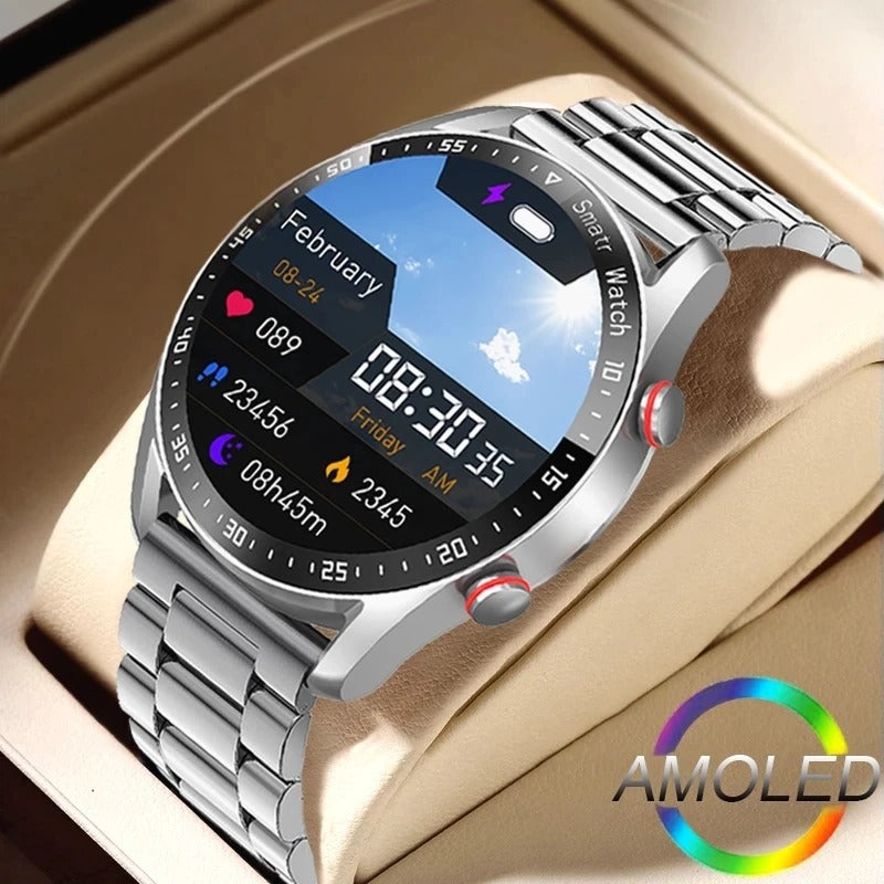 Smartwatch Masculino com ECG, PPG, Chamadas Bluetooth, Monitor Cardíaco e Pressão Arterial