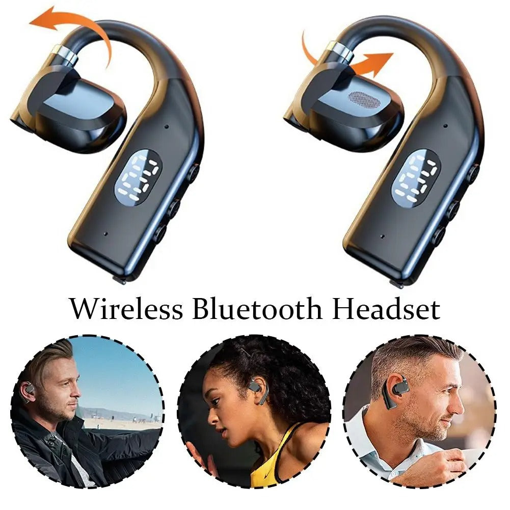 Fone de Ouvido Bluetooth 5.4 Esportivo com Gancho de Orelha, Microfone HD e Som Estéreo