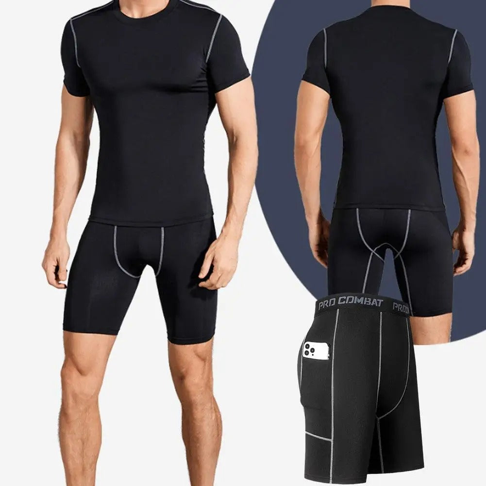 Bermuda Masculina de Compressão com Bolso, Secagem Rápida e Alta Performance para Corrida e Academia