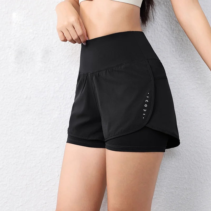 Short Feminino Esportivo Dupla Camada com Secagem Rápida para Corrida, Academia e Treinos