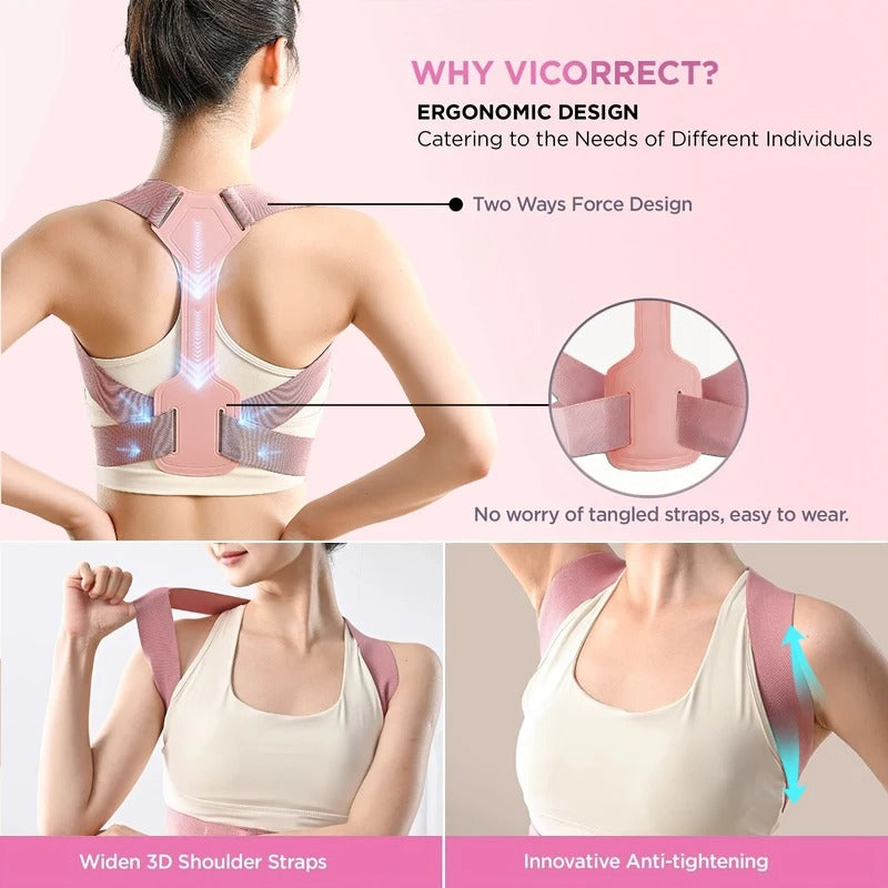Corretor de Postura Ajustável Respirável para Coluna, Costas e Ombros com Suporte Ergonômico
