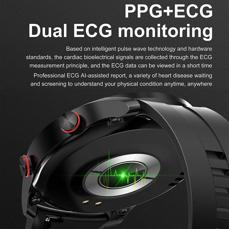 Smartwatch Masculino com ECG, PPG, Chamadas Bluetooth, Monitor Cardíaco e Pressão Arterial