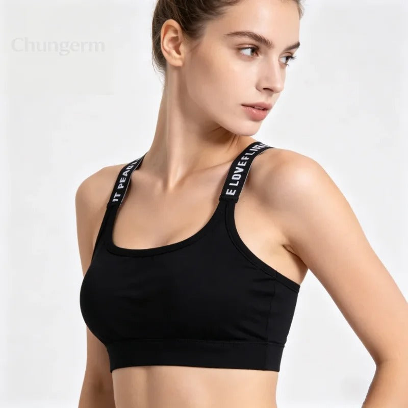 Top Feminino Fitness Sem Costura CHUANGERM com Alta Sustentação para Academia e Yoga