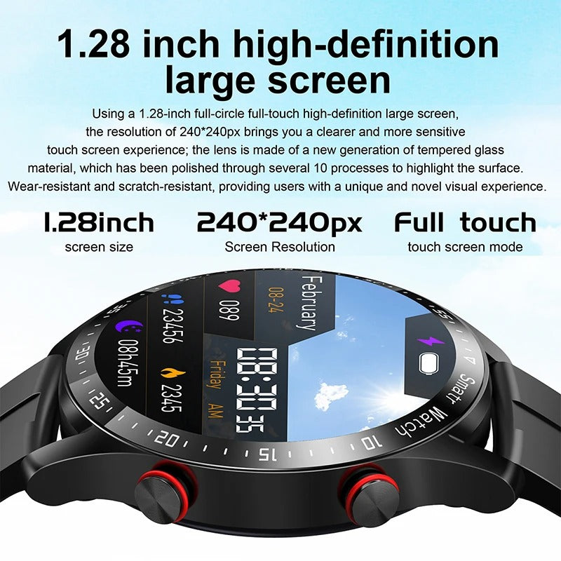 Smartwatch Masculino com ECG, PPG, Chamadas Bluetooth, Monitor Cardíaco e Pressão Arterial