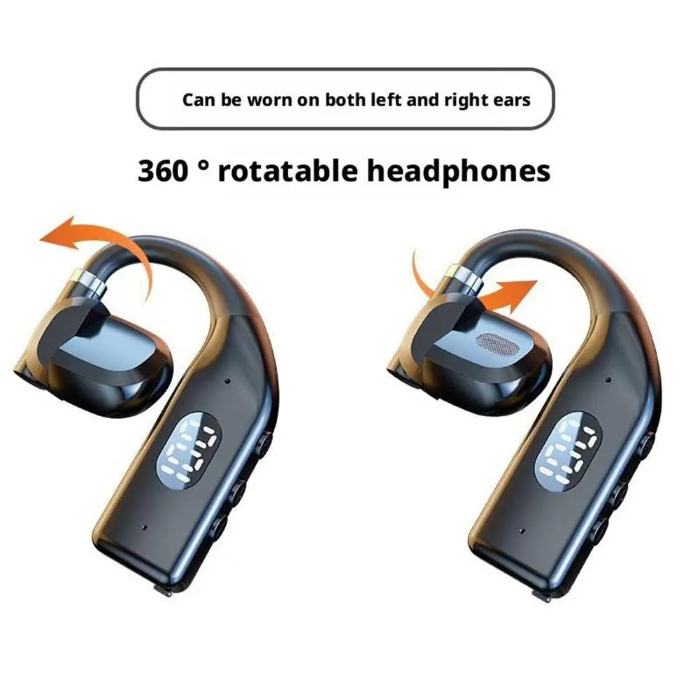 Fone de Ouvido Bluetooth 5.4 Esportivo com Gancho de Orelha, Microfone HD e Som Estéreo