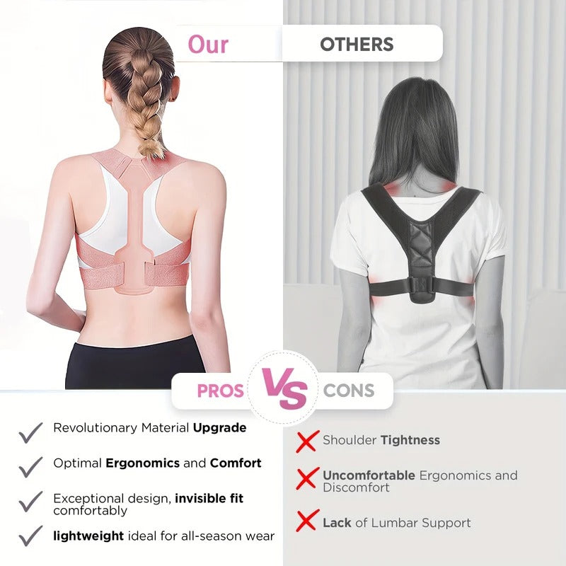 Corretor de Postura Ajustável Respirável para Coluna, Costas e Ombros com Suporte Ergonômico