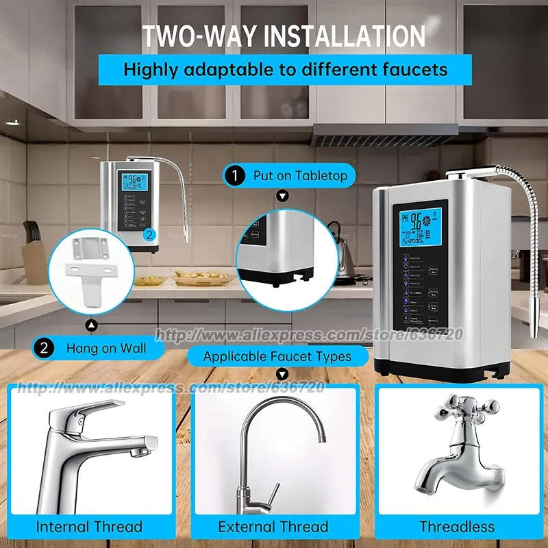 Ionizador de Água Alcalina com Filtro Integrado e Controle de pH 4.0 a 10.5