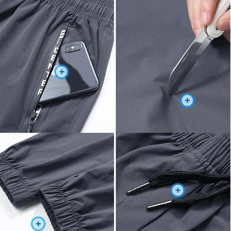 Calça Esportiva Masculina Dry Fit com Bolsos de Zíper para Corrida, Academia e Treinos