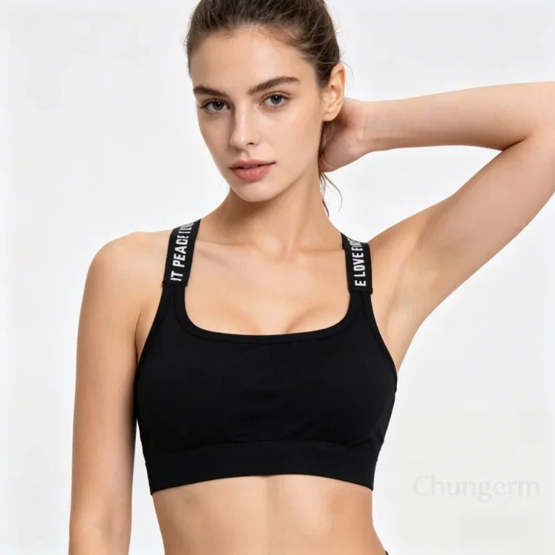 Top Feminino Fitness Sem Costura CHUANGERM com Alta Sustentação para Academia e Yoga