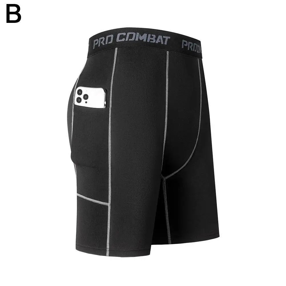 Bermuda Masculina de Compressão com Bolso, Secagem Rápida e Alta Performance para Corrida e Academia